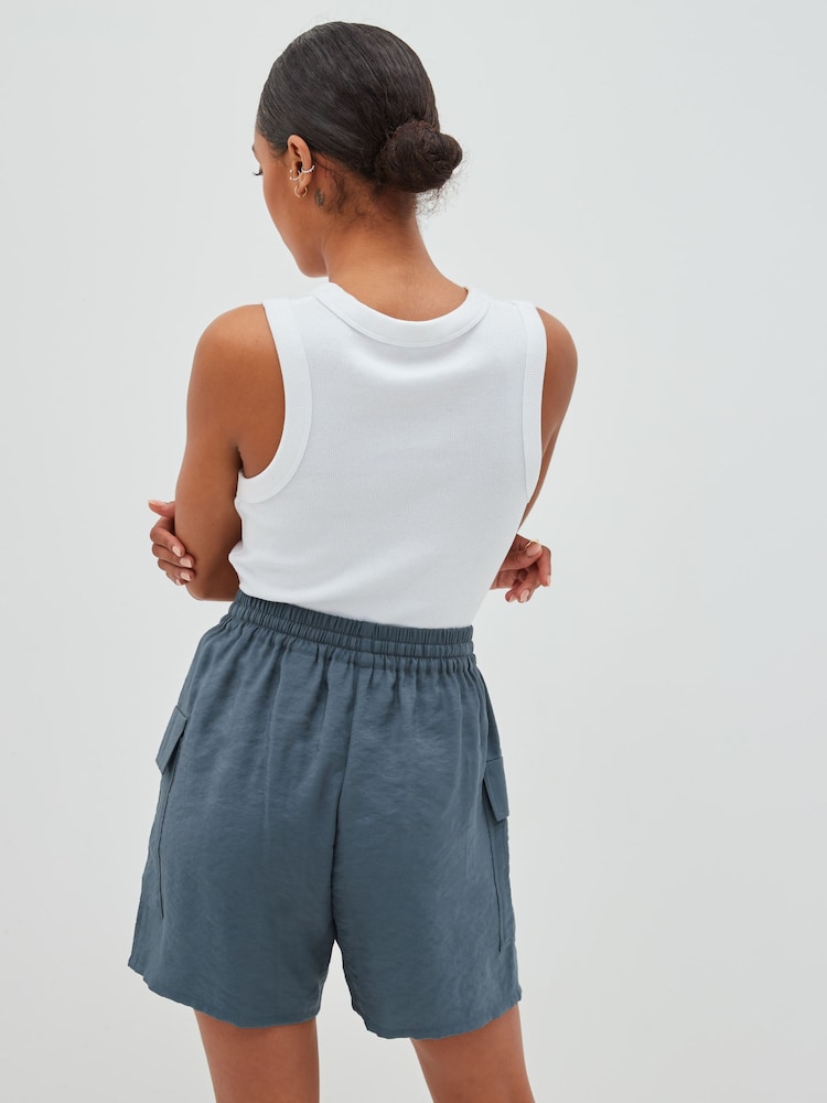 Grey Shine Utility Shorts with Pockets - Image 2 of 5