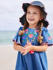 Denim Embroidery Low Back Bucket Hat (3mths-10yrs) - Image 1 of 5