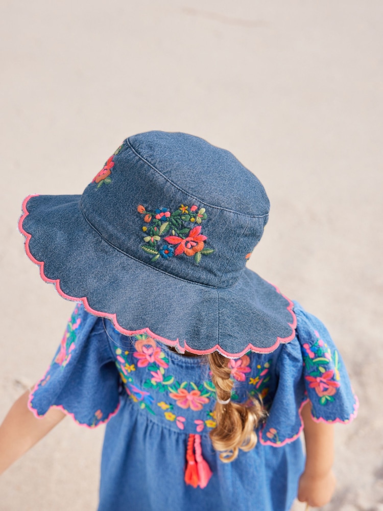 Denim Embroidery Low Back Bucket Hat (3mths-10yrs) - Image 2 of 5