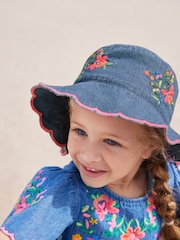Denim Embroidery Low Back Bucket Hat (3mths-10yrs) - Image 3 of 5
