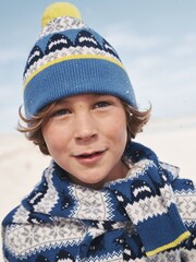Niebieski - Boden Fairisle Pattern Knitted Beanie - Image 1 of 3