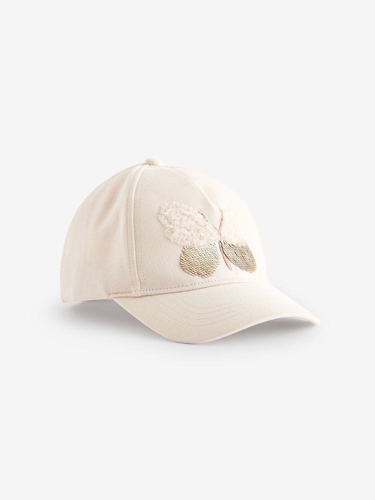 Cream Butterfly Sequin Cap (3-10yrs) - Image 1 of 3
