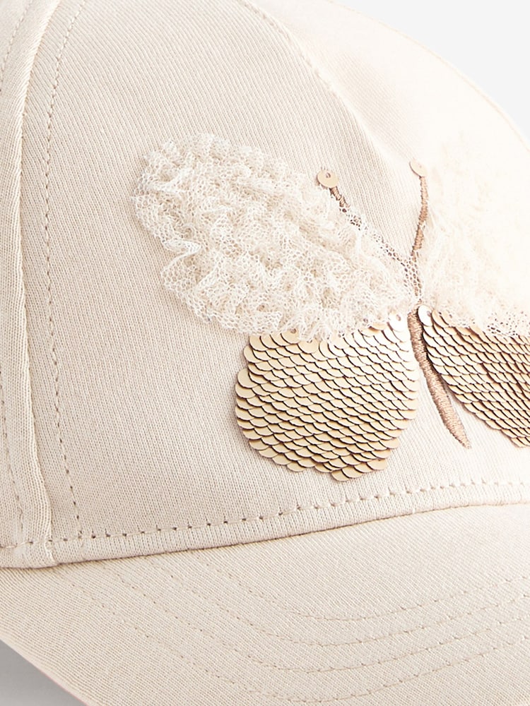 Cream Butterfly Sequin Cap (3-10yrs) - Image 3 of 3