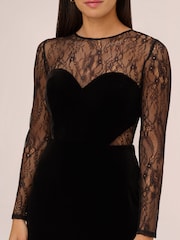 Aidan by Adrianna Papell Velvet Cocktail Black Dress - Image 5 of 8