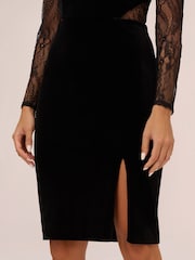 Aidan by Adrianna Papell Velvet Cocktail Black Dress - Image 6 of 8