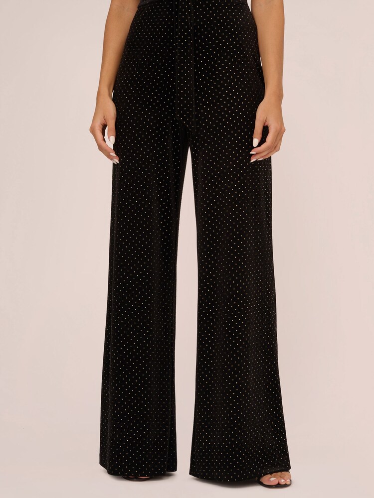Aidan by Adrianna Papell Goop Dot Velvet Black Jumpsuit - Image 4 of 7