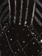 Adrianna Papell Studio Beaded Cap Sleeve Black Gown - Image 6 of 6