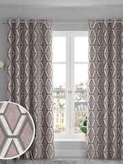 Blush Pink Collection Luxe Heavyweight Geometric Cut Velvet Made To Measure Curtains - Image 1 of 8