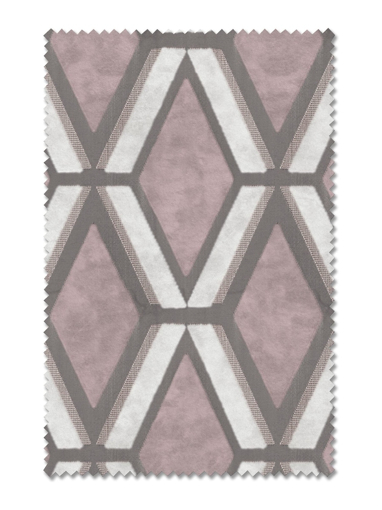 Blush Pink Collection Luxe Heavyweight Geometric Cut Velvet Made To Measure Curtains - Image 8 of 8