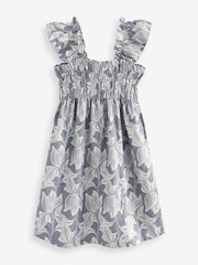 Blue Leaf Print Summer Dress - Image 7 of 7