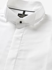 White Signature Textured Wing Collar Single Cuff Dress Shirt - Image 2 of 3