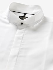 White Slim Fit Pleated Double Cuff Dress Shirt - Image 2 of 3