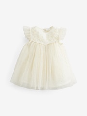 Cream Baby Occasion Embroidered Sparkle Mesh Dress (0mths-2yrs) - Image 1 of 2