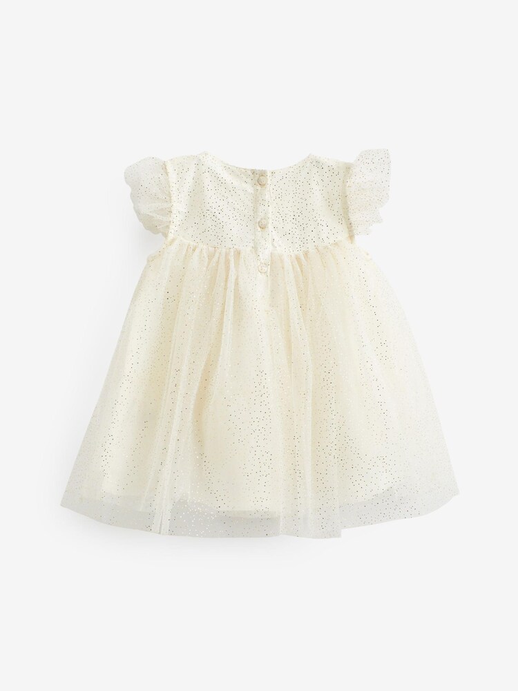 Cream - dojenček Occasion Embroidered Sparkle Mesh obleka (0mths-2yrs) - Slika 2 iz 2 Cream - dojenček Occasion Embroidered Sparkle Mesh obleka (0mths-2yrs) - Slika 2 iz 2