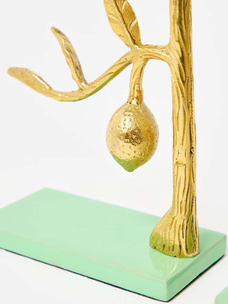 Oliver Bonas Gold Lemon Tree Metal Book Ends - Image 5 of 5