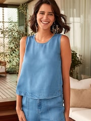 Blue Super Soft Sleeveless Shell Top - Image 1 of 7