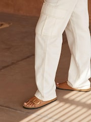 Ecru White Denim Cargo Trousers - Image 4 of 4