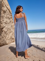 Blue Tie Strap Maxi Summer Dress - Image 3 of 6
