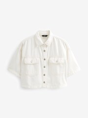 White Cropped Denim Shirt - Image 5 of 5