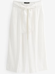 White Linen Blend Tie Waist Crop Trousers - Image 5 of 5