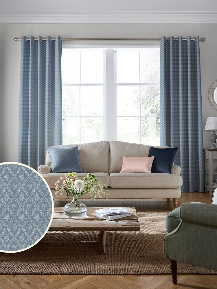 Laura Ashley Blue Abingdon Seaspray Made To Measure Curtains - Image 1 of 9
