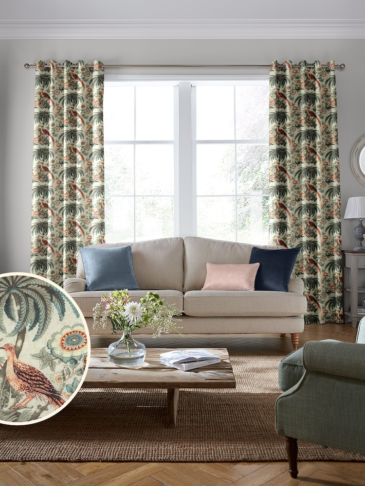 Laura Ashley Eucalyptus 100% Cotton Burdett Made To Measure Curtains - Image 1 of 9
