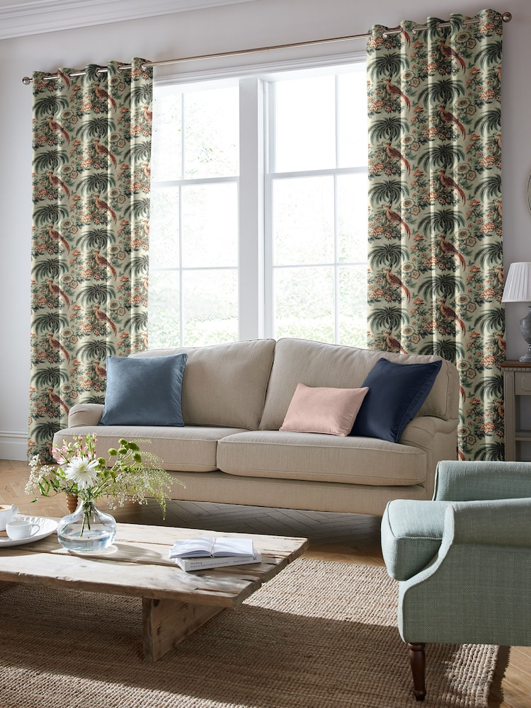 Laura Ashley Eucalyptus 100% Cotton Burdett Made To Measure Curtains - Image 2 of 9