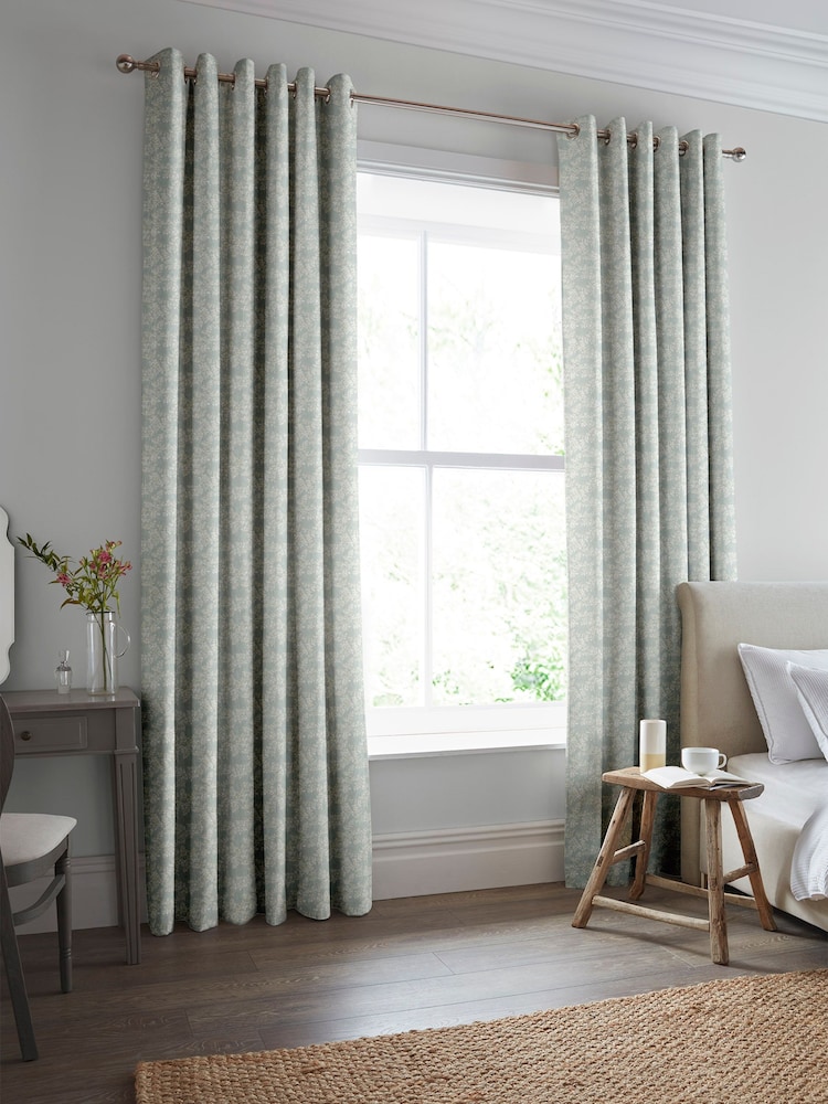 Laura Ashley Sage Burnham Woven Made To Measure Curtains - Image 1 of 9
