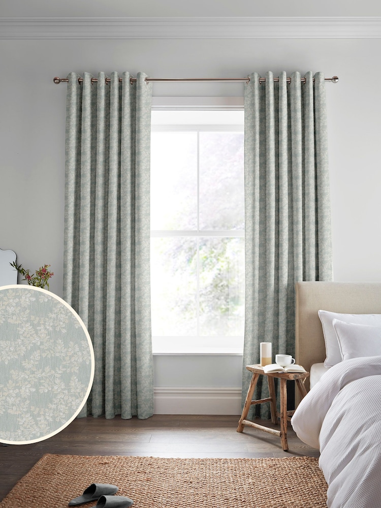 Laura Ashley Sage Burnham Woven Made To Measure Curtains - Image 2 of 9
