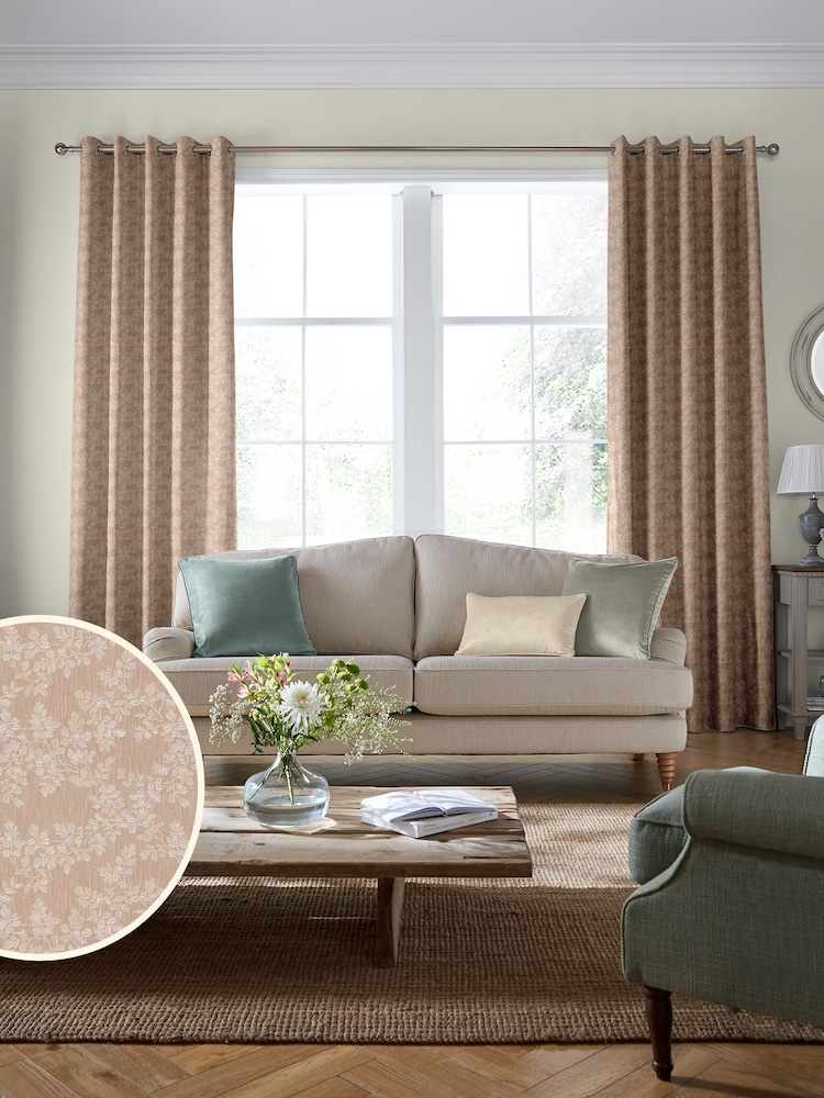 Laura Ashley Truffle Burnham Woven Made To Measure Curtains - Image 1 of 9