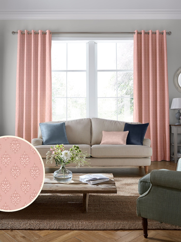 Laura Ashley Blush 100% Cotton Gower Made To Measure Curtains - Image 1 of 9
