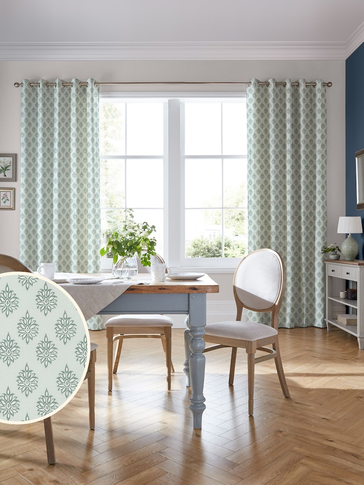 Laura Ashley Eucalyptus 100% Cotton Gower Made To Measure Curtains - Image 2 of 9