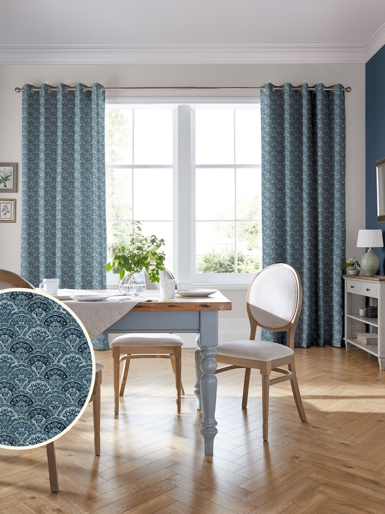 Laura Ashley Spruce Musica Velvet Made To Measure Curtains - Image 2 of 9