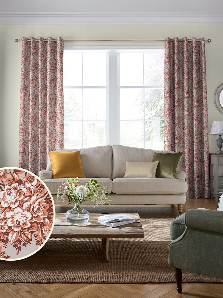 Laura Ashley Embers 100% Cotton Picardie Made To Measure Curtains - Image 1 of 9