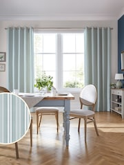 Laura Ashley Eucalyptus 100% Cotton Suffolk Stripe Made To Measure Curtains - Image 1 of 9