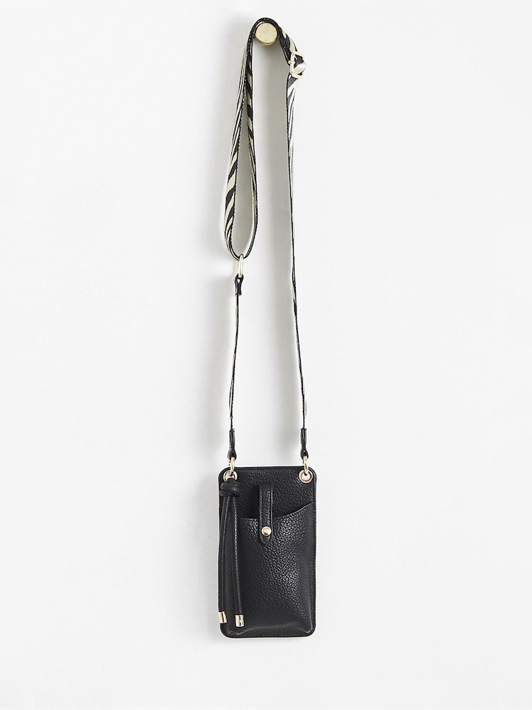 Oliver Bonas Black Phone Crossbody Bag - Image 1 of 4