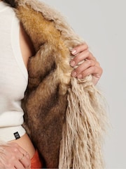 Superdry Cream Faux Fur Lined Afghan Coat - Image 4 of 6