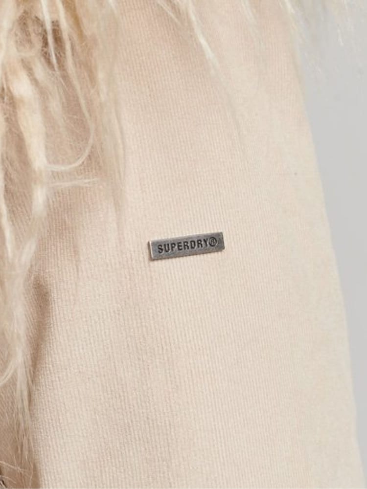 Superdry Cream Faux Fur Lined Afghan Coat - Image 6 of 6