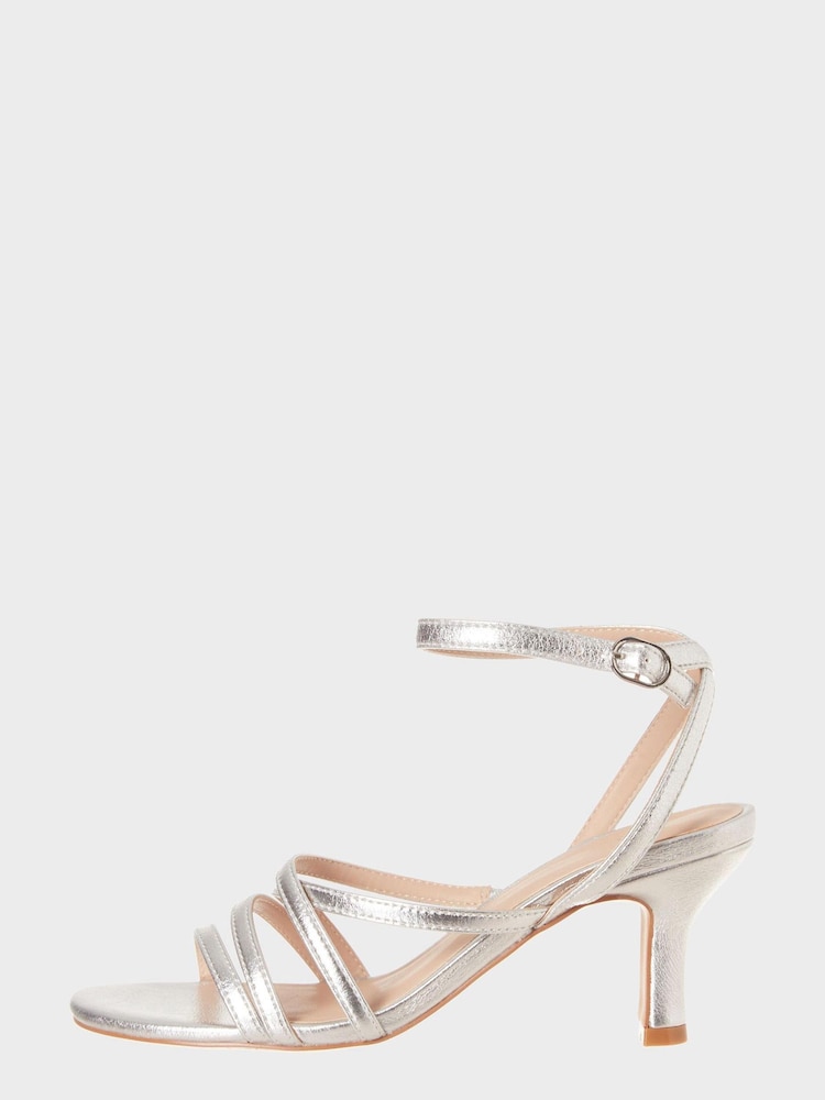 M&Co Silver Heeled Sandals - Image 1 of 3