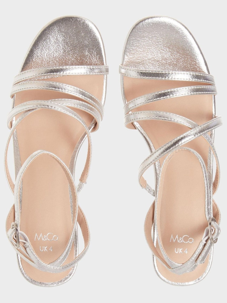 M&Co Silver Heeled Sandals - Image 3 of 3