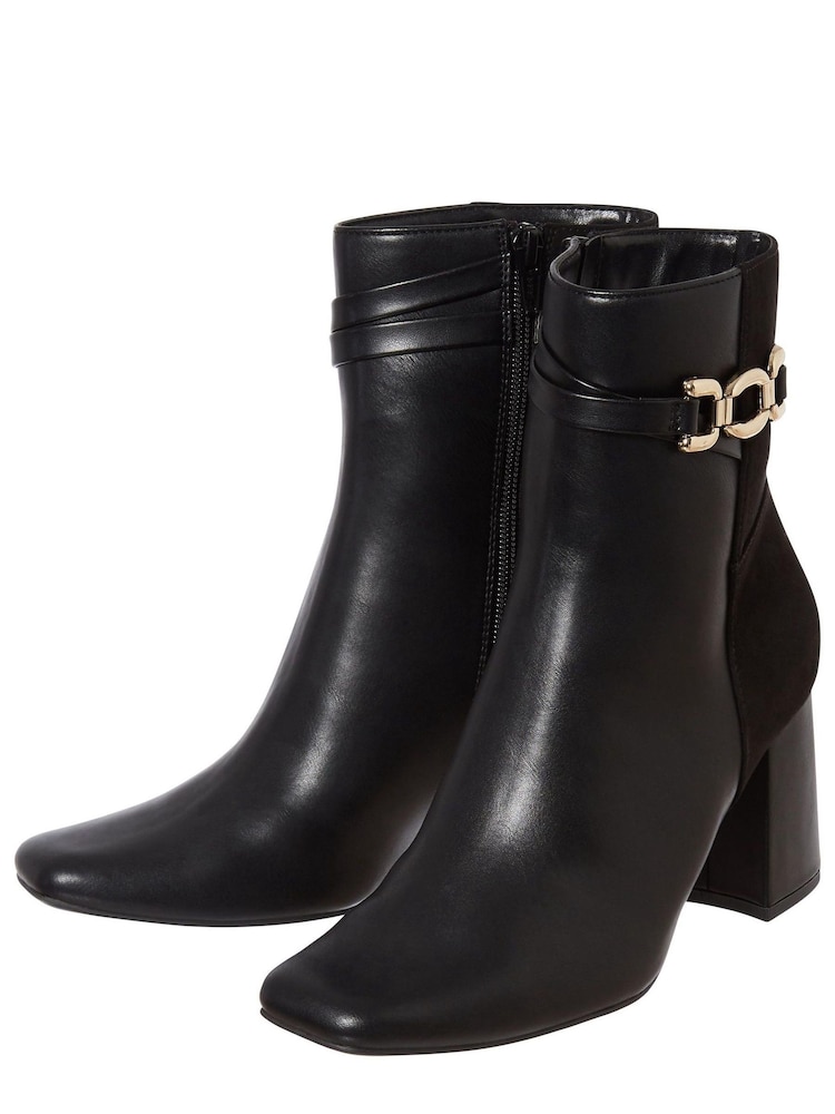 M&Co Black Heeled Strap Buckle Boots - Image 2 of 3