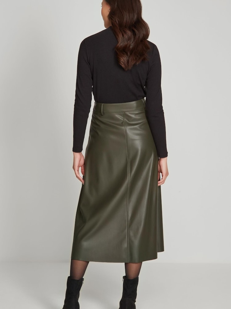 M&Co Green PU Midi Skirt - Image 2 of 4