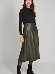 M&Co Green PU Midi Skirt - Image 3 of 4