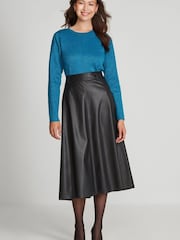 M&Co Black PU Midi Skirt - Image 1 of 5