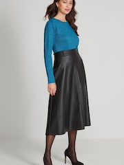 M&Co Black PU Midi Skirt - Image 3 of 5