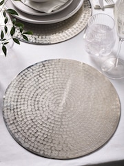 Set of 2 Silver Hammered Metal Placemats Set of 2 Placemats - Image 1 of 3