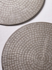 Set of 2 Silver Hammered Metal Placemats Set of 2 Placemats - Image 2 of 3