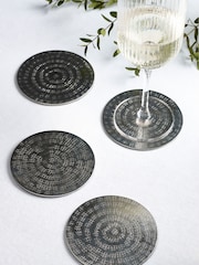 Silver Hammered Metal Placemats and Coasters Set of 4 Coasters - Image 1 of 3
