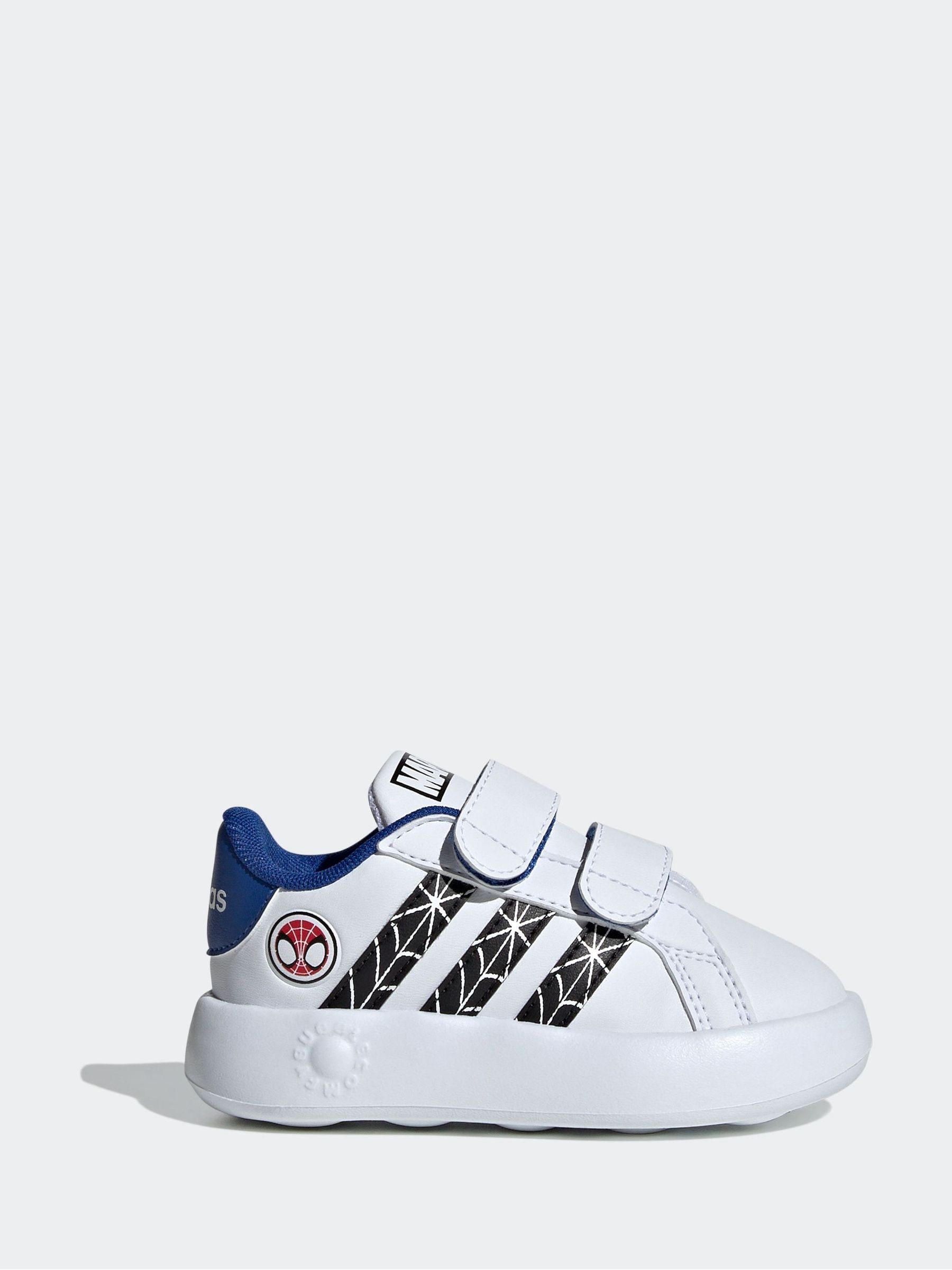 adidas White Blue Marvel s Spider Man Grand Court Trainers