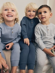 Blue/Grey Snuggle Pyjamas Set 3 Pack (9mths-12yrs) - Image 1 of 12